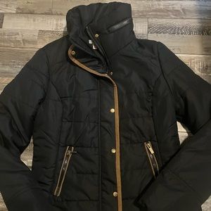 Cute! Winter jacket black with tan piping